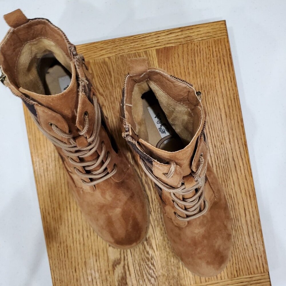 Very G Donny Booties Women Size 9.5 Brown Tan Plaid Suede Zip and Lace Up - Picture 6 of 8
